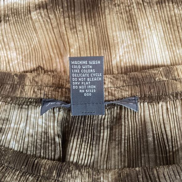 Boho Midi Skirt Size Small Green Brown Abstract Crinkle Pleated Fairy Whimsigoth - Picture 10 of 13